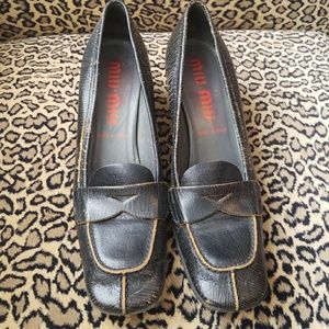 Miu Miu distressed leather loafers